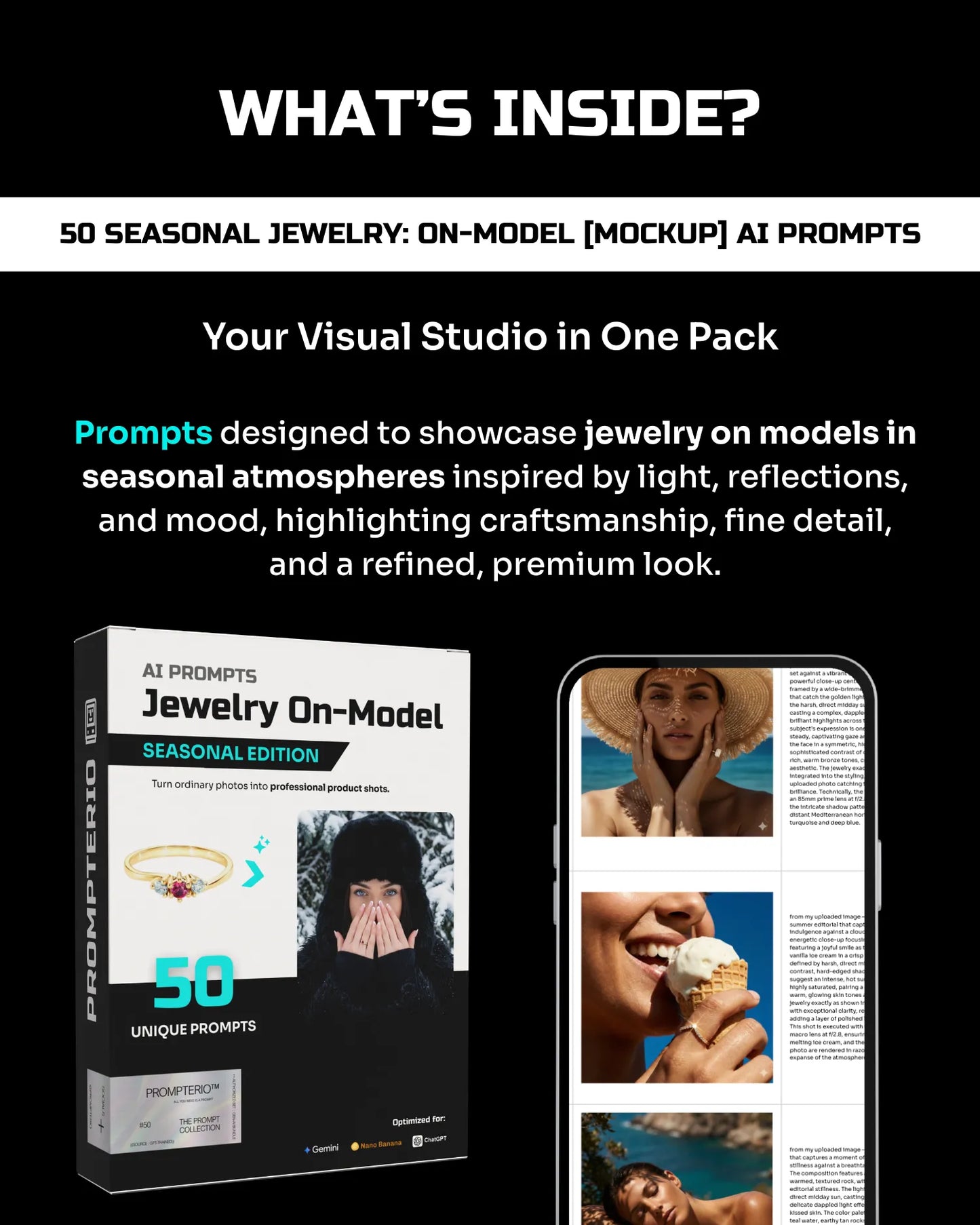 50 Seasonal Jewelry: On-Model [Mockup] AI Prompts