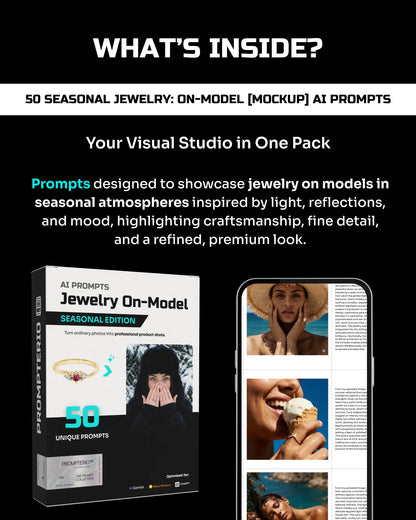 50 Seasonal Jewelry: On-Model [Mockup] AI Prompts
