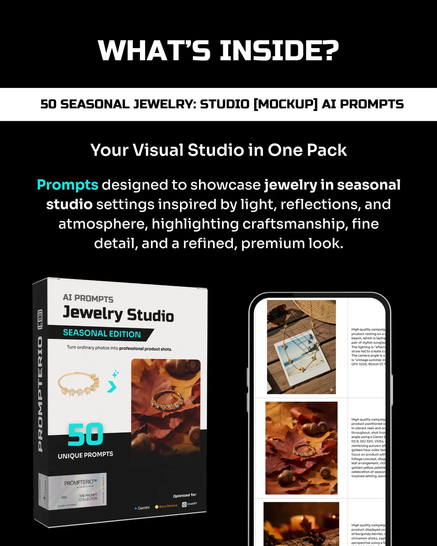 50 Seasonal Jewelry: Studio [Mockup] AI Prompts