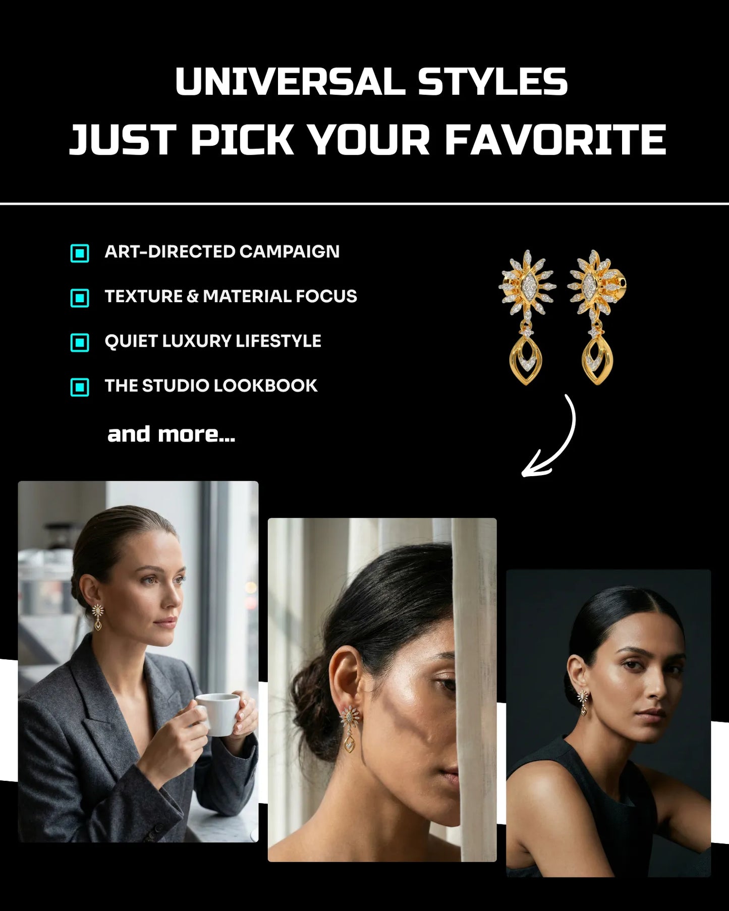 50 Earrings: On-Model [Mockup] AI Prompts