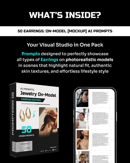 50 Earrings: On-Model [Mockup] AI Prompts