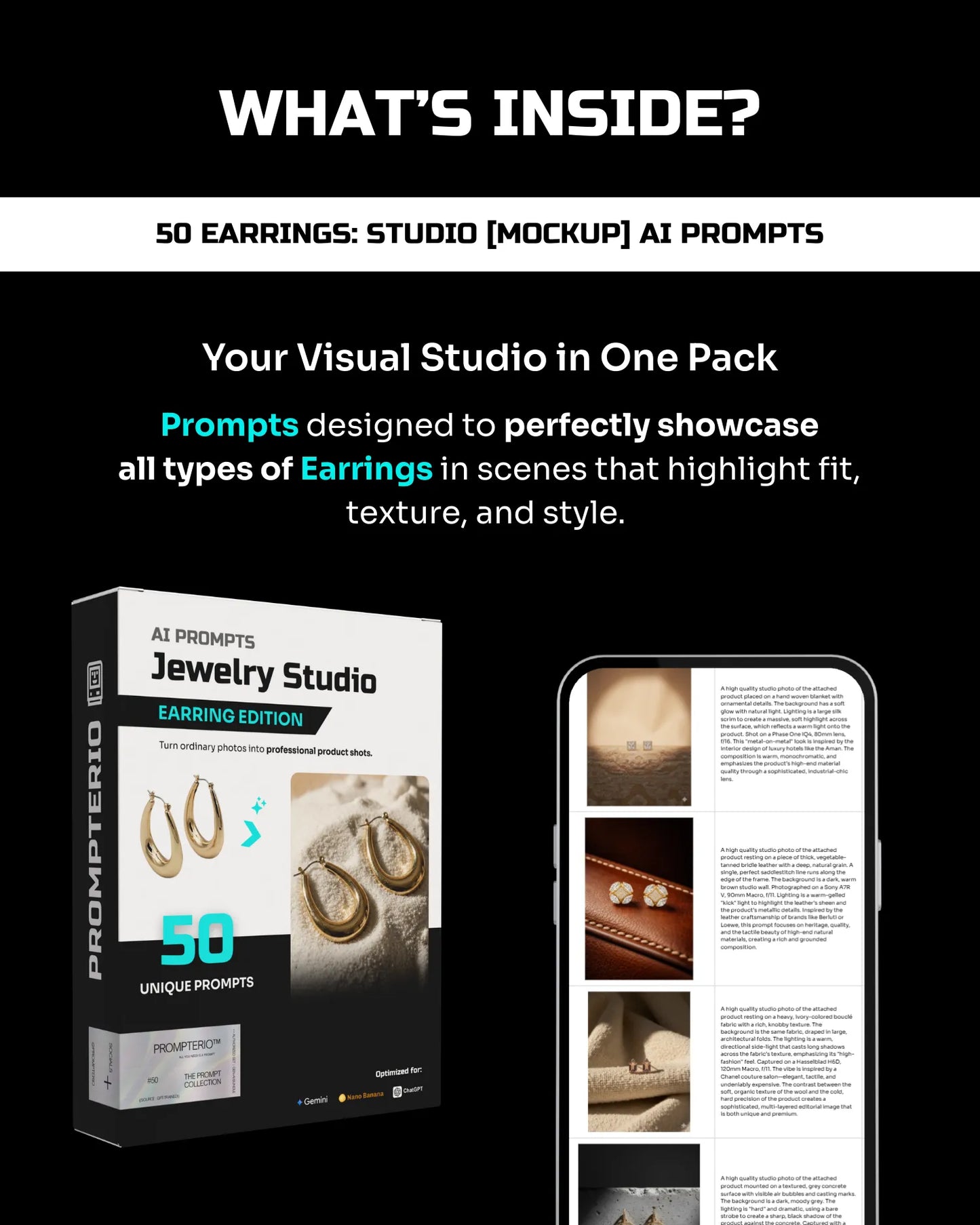 50 Earrings: Studio [Mockup] AI Prompts