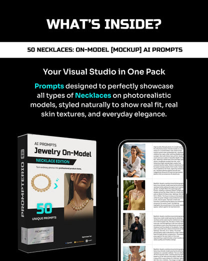 50 Necklaces: On-Model [Mockup] AI Prompts
