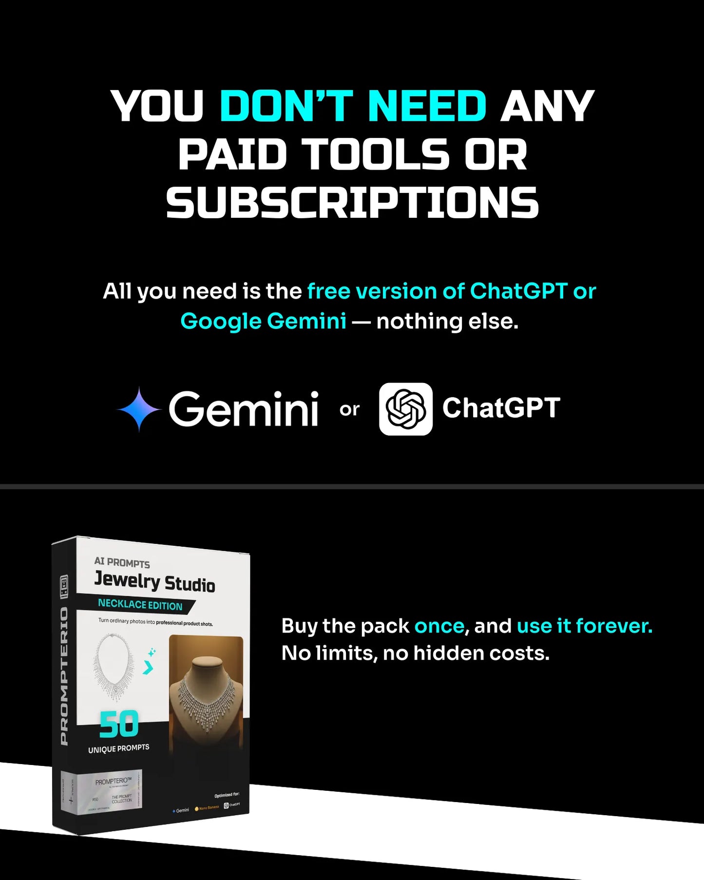 50 Necklaces: Studio [Mockup] AI Prompts