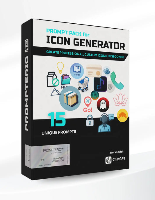 Icon Generator Pack – 15 Professional PROMPTERIO™ Prompts + BONUS