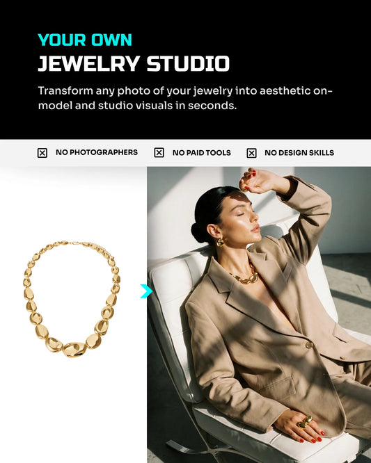 100 Aesthetic Jewelry: Studio & Model [Mockup] AI Prompt Bundle