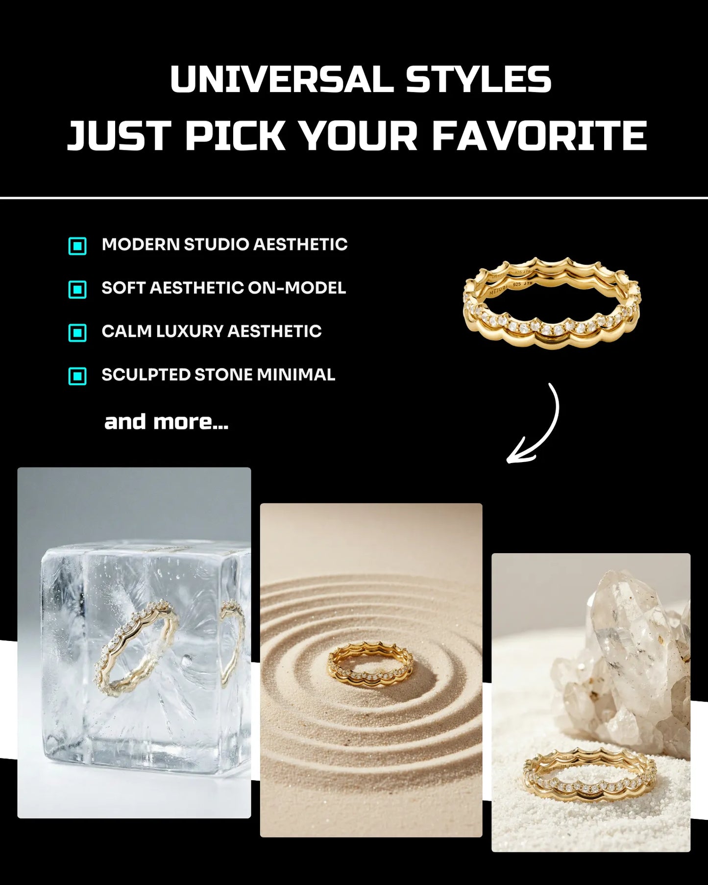 100 Aesthetic Jewelry: Studio & Model [Mockup] AI Prompt Bundle