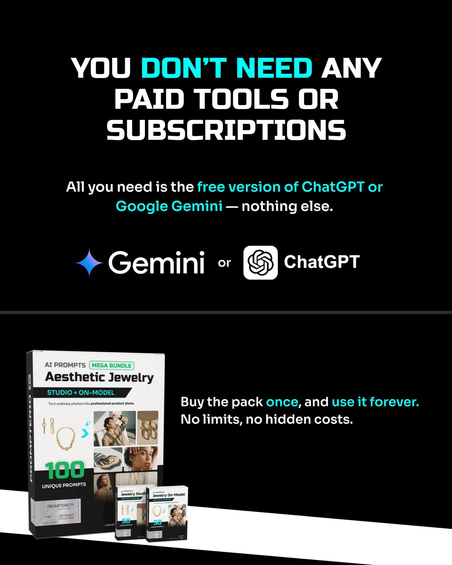 100 Aesthetic Jewelry: Studio & Model [Mockup] AI Prompt Bundle