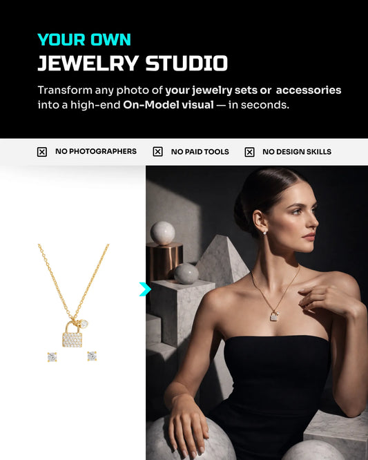 50 Jewelry Sets & Accessories: On-Model [Mockup] AI Prompts