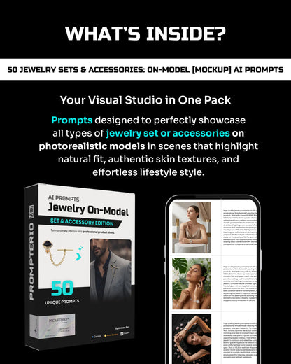 50 Jewelry Sets & Accessories: On-Model [Mockup] AI Prompts