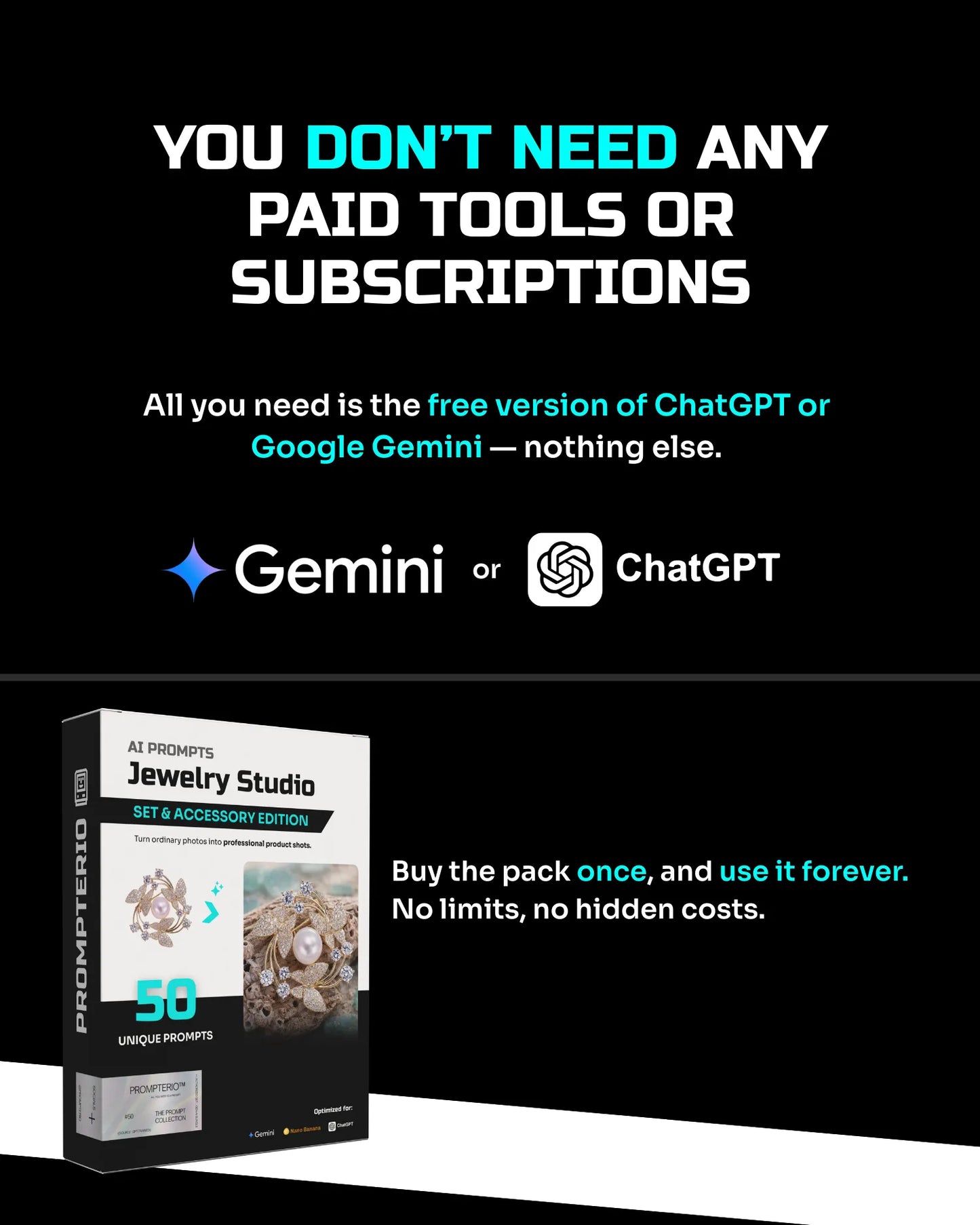 50 Jewelry Sets & Accessories: Studio [Mockup] AI Prompts