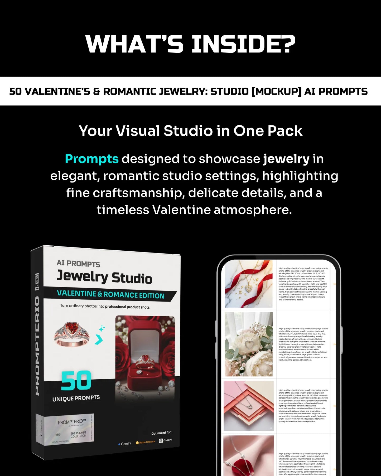 50 Valentine’s & Romantic Jewelry: Studio [Mockup] AI Prompts