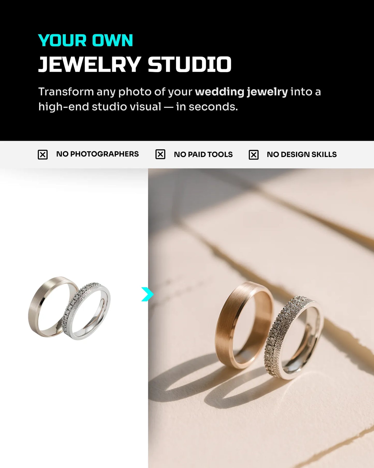 50 Wedding Jewelry: Studio [Mockup] AI Prompts