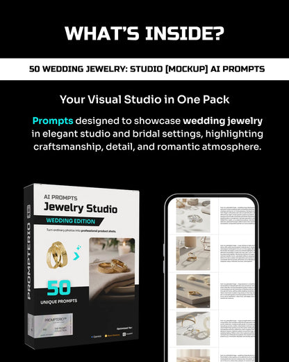 50 Wedding Jewelry: Studio [Mockup] AI Prompts