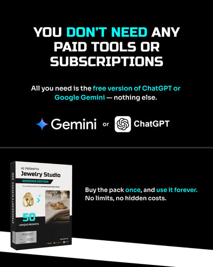 50 Wedding Jewelry: Studio [Mockup] AI Prompts