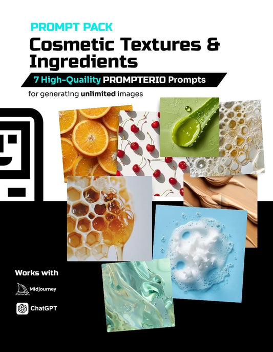 Detailed Cosmetic Textures & Ingredients – 7 Prompt Pack