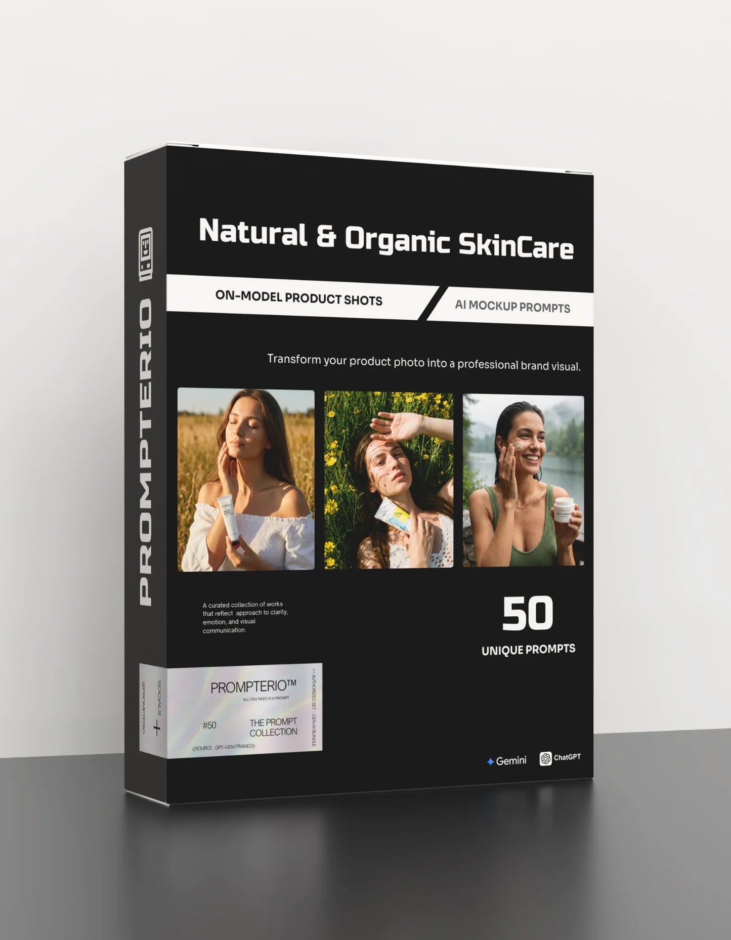 50 Natural & Organic SkinCare: On-Model [Your Product] AI Prompts
