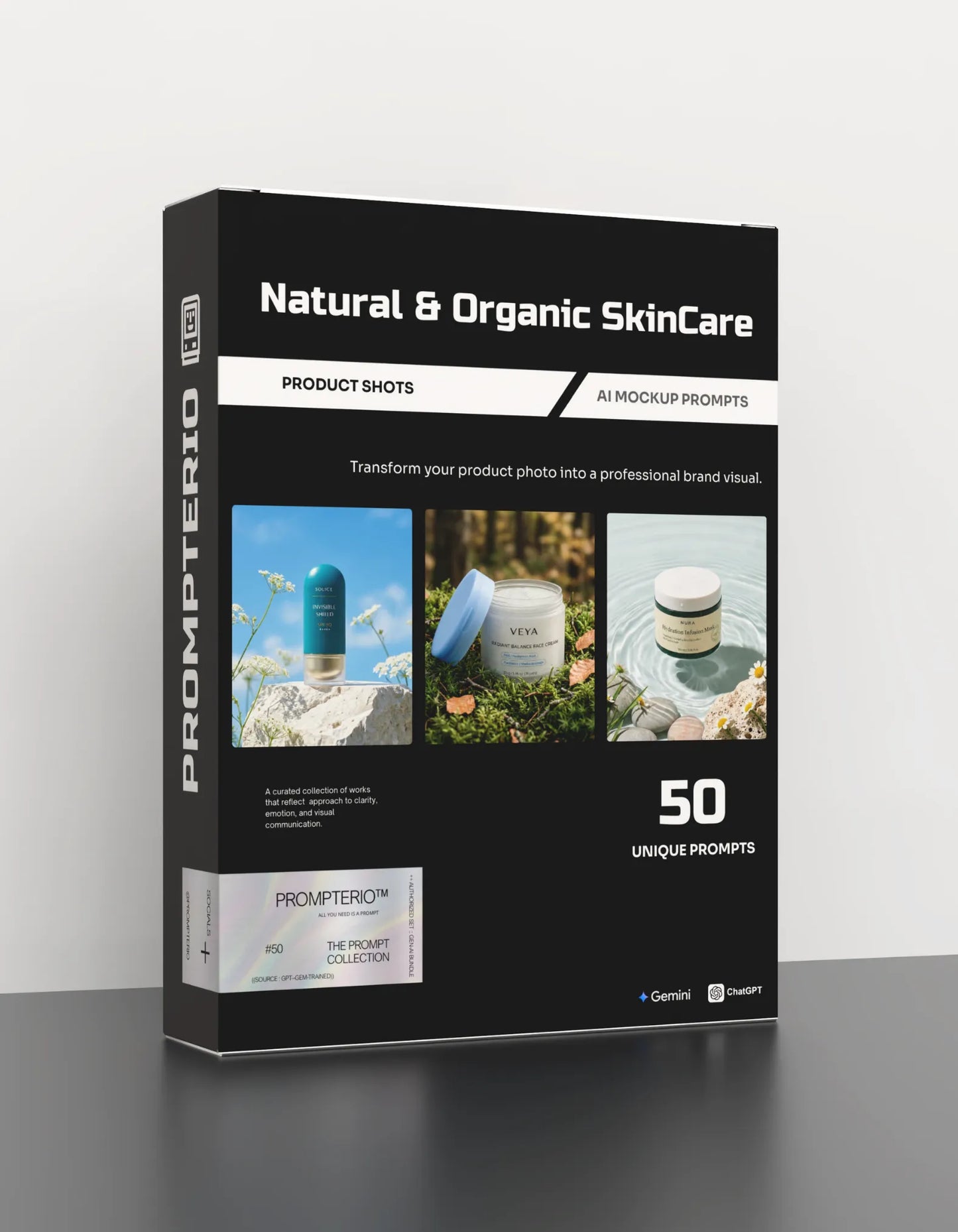 50 Natural & Organic SkinCare: Product Shots [Your Product] AI Prompts