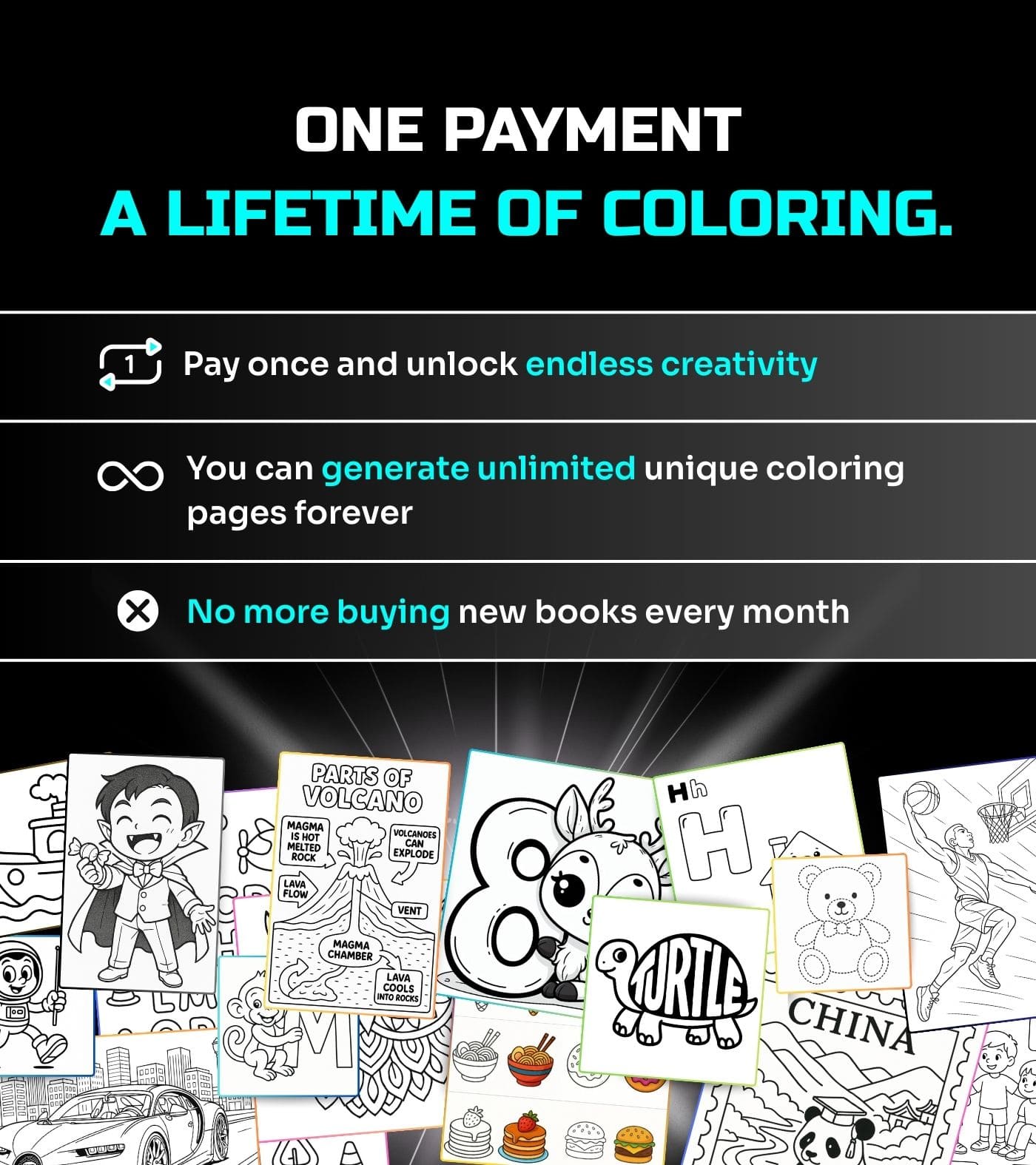 Endless Coloring Pages Pack – 30 PROMPTERIO™ Professional ChatGPT AI PROMPTS