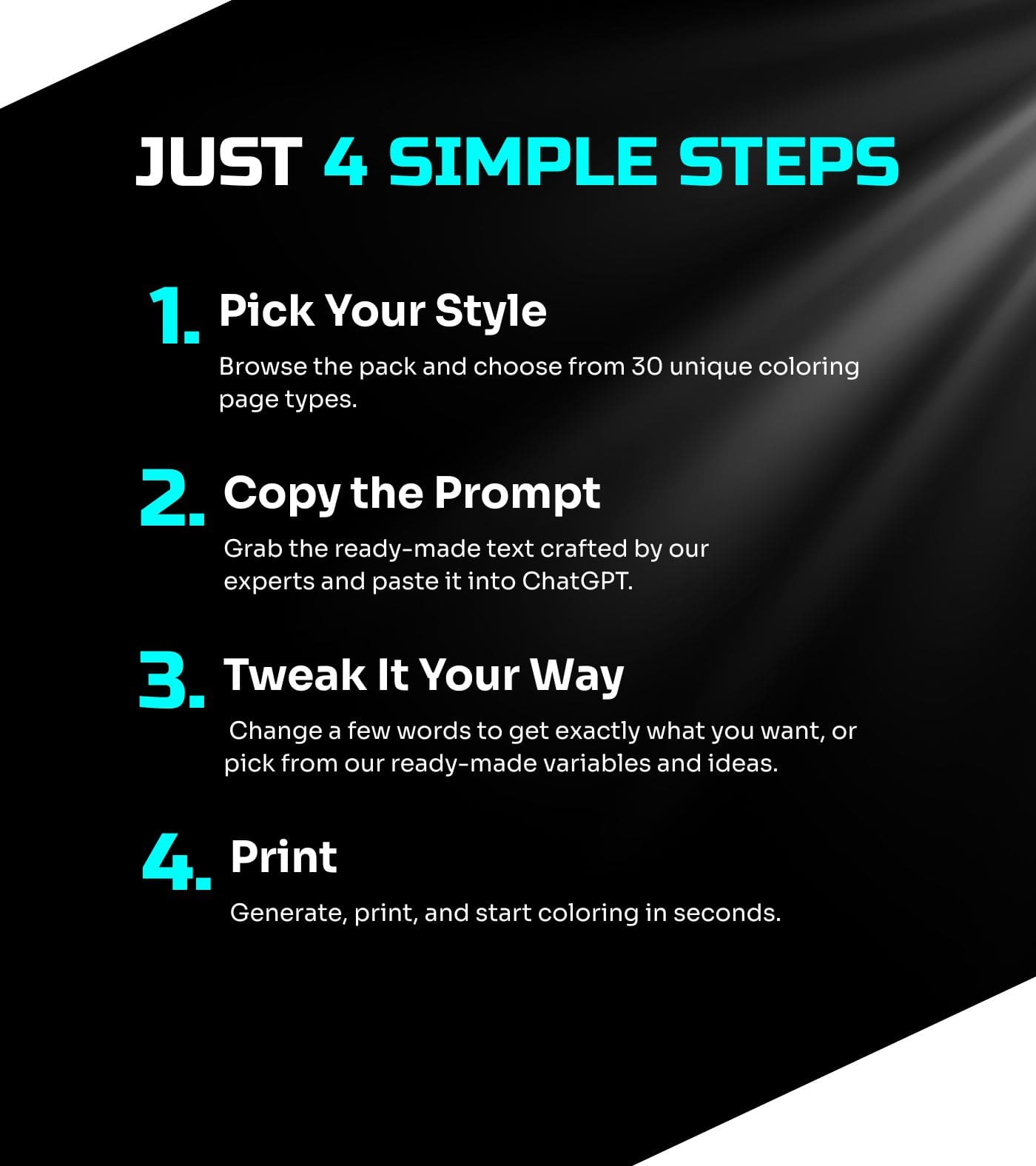 Endless Coloring Pages Pack – 30 PROMPTERIO™ Professional ChatGPT AI PROMPTS