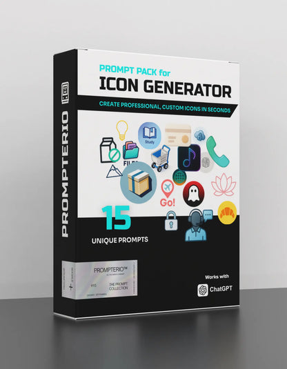 Icon Generator Pack – 15 Professional PROMPTERIO™ Prompts + BONUS