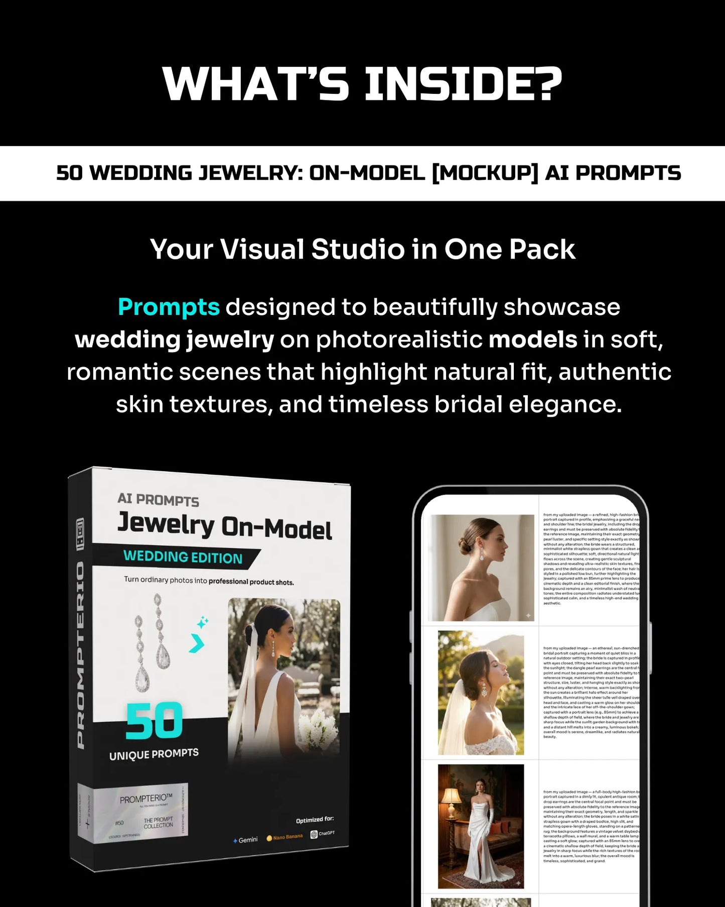 50 Wedding Jewelry: On-Model [Mockup] AI Prompts
