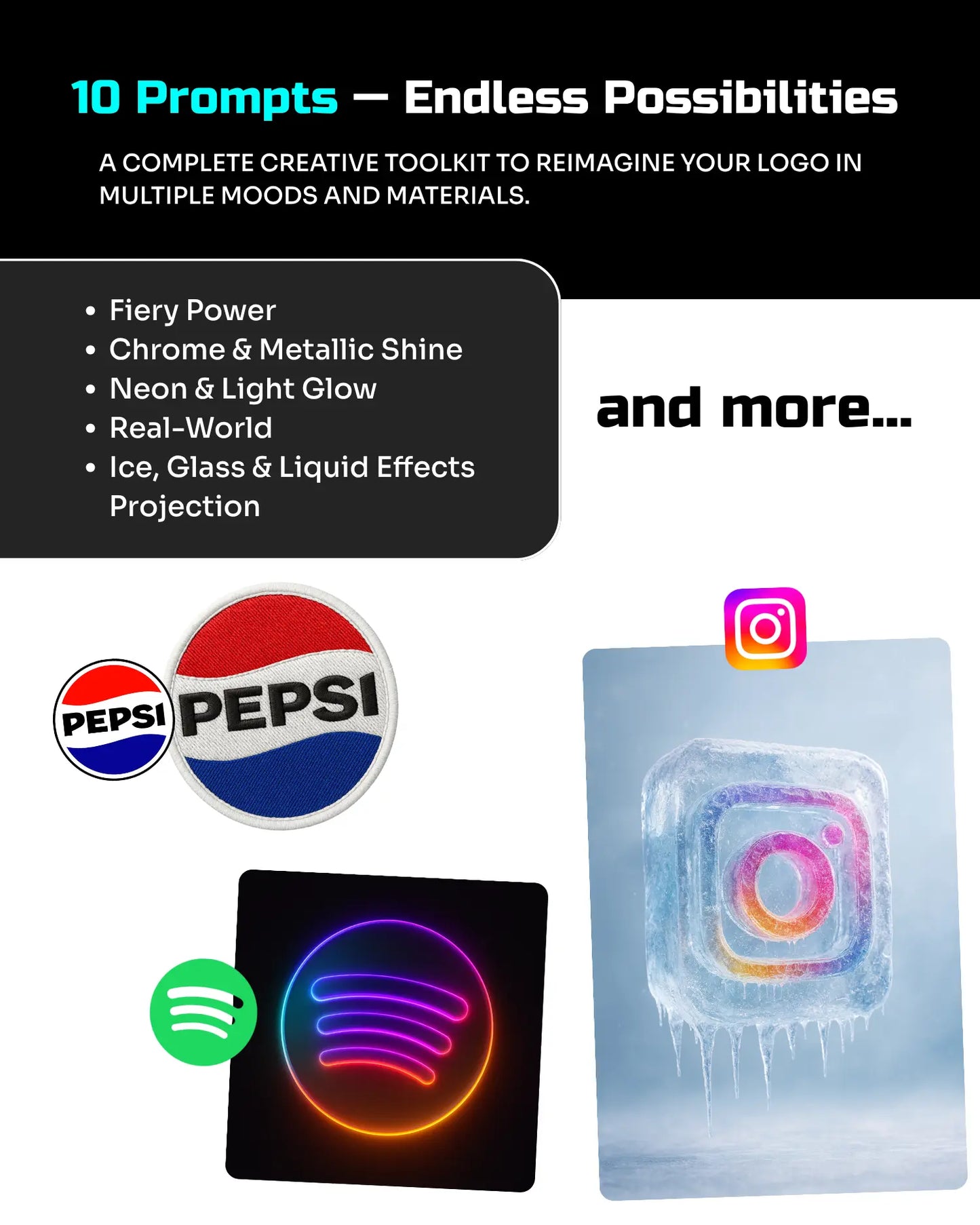 Custom Logo Transform Pack - 10 PROMPTERIO Prompts