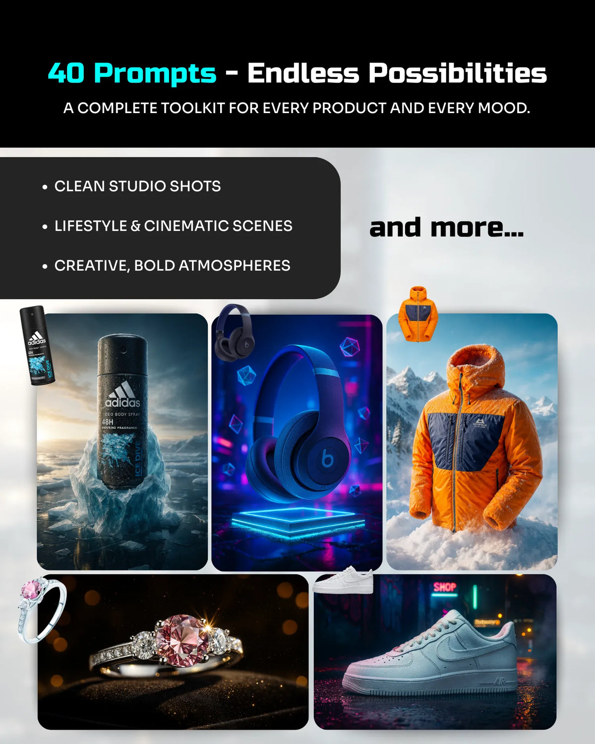 Android Transform Pack Product Photo Transform Pack – 40 Prompts | PROMPTERIO™